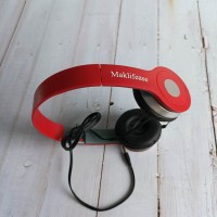 Maklifease Red Wired Foldable Headphones - High-Quality Sound, Comfortable Over-Ear Design, Compact & Portable